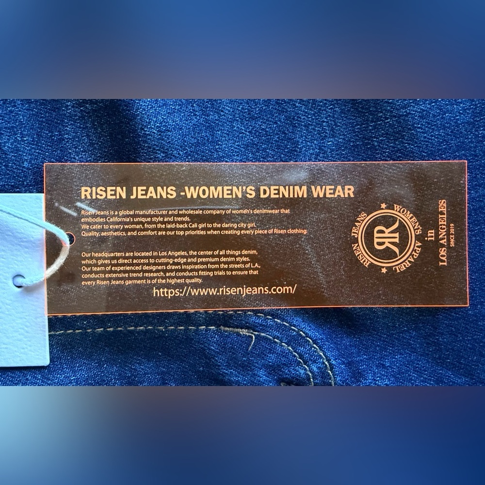 NWT RISEN High-Rise Crop Straight Jeans w/ Distressed Raw Hem Dark Blue 13/31 - Picture 12 of 16